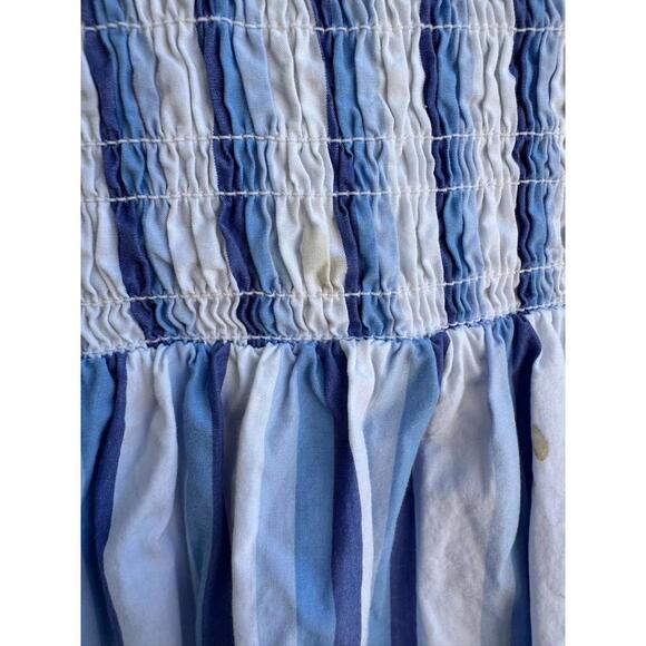 GANNI Blue Striped Cotton Smock Midi Dress Size 36 with Stains - Picture 7 of 12